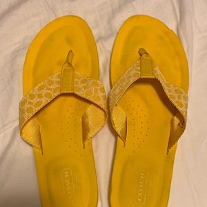 Coach bright yellow flip flops. Worn once